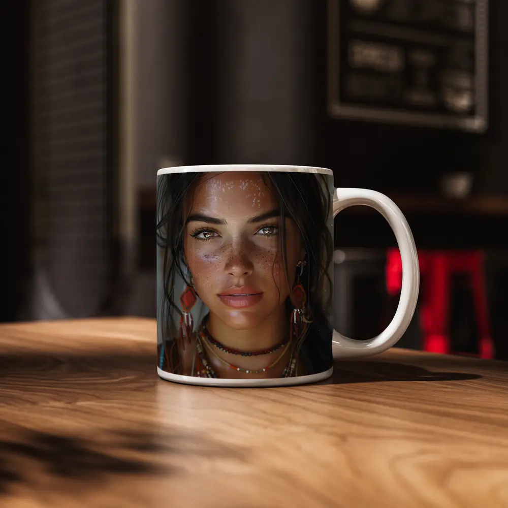 Boho Woman Portrait With Tribal Jewelry – Mugs