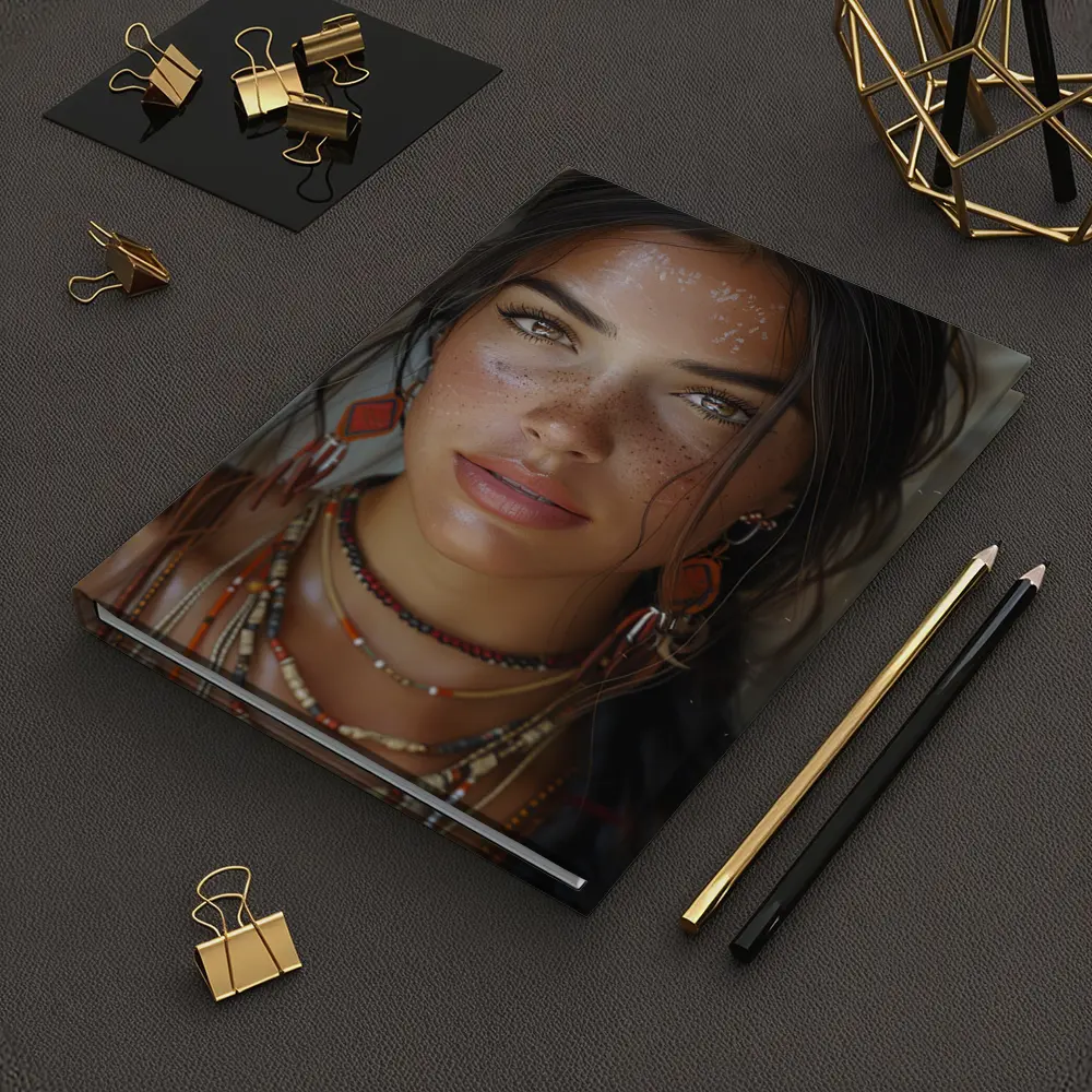 Boho Woman Portrait With Tribal Jewelry – Notebooks