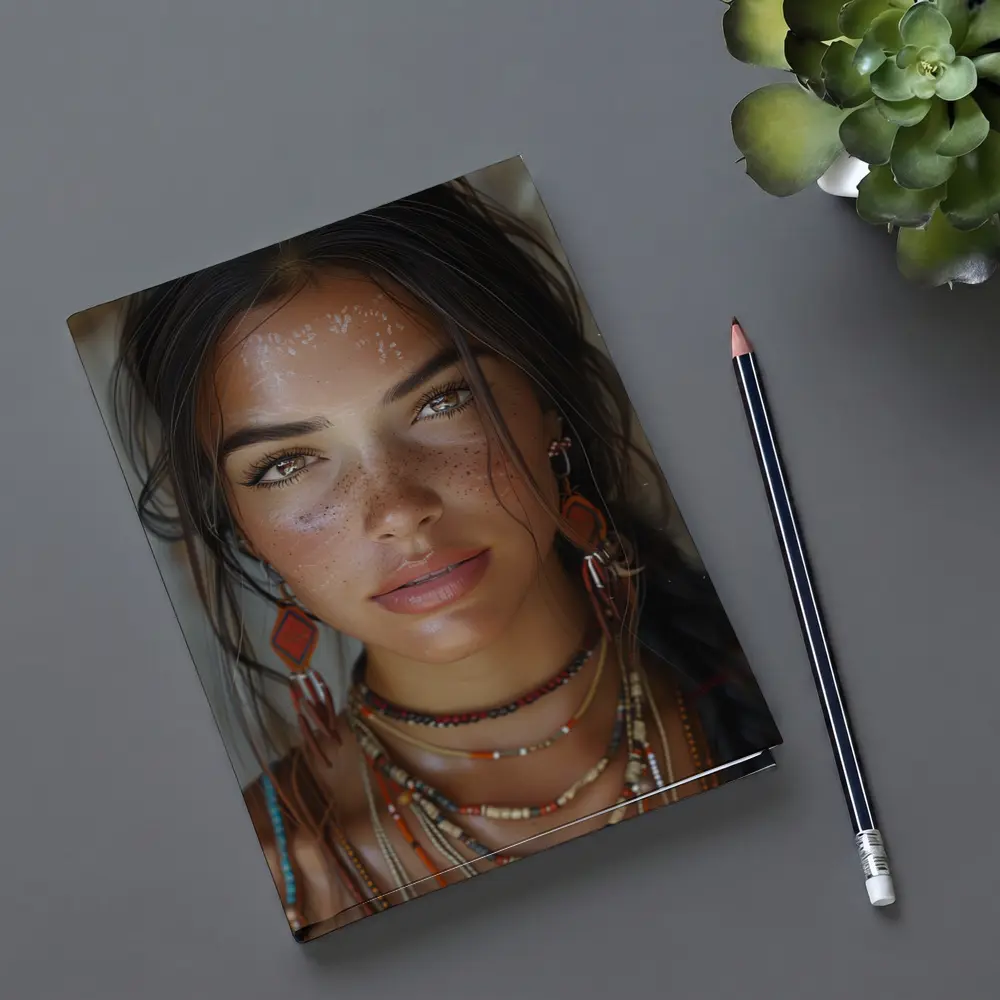 Boho Woman Portrait With Tribal Jewelry – Notebooks