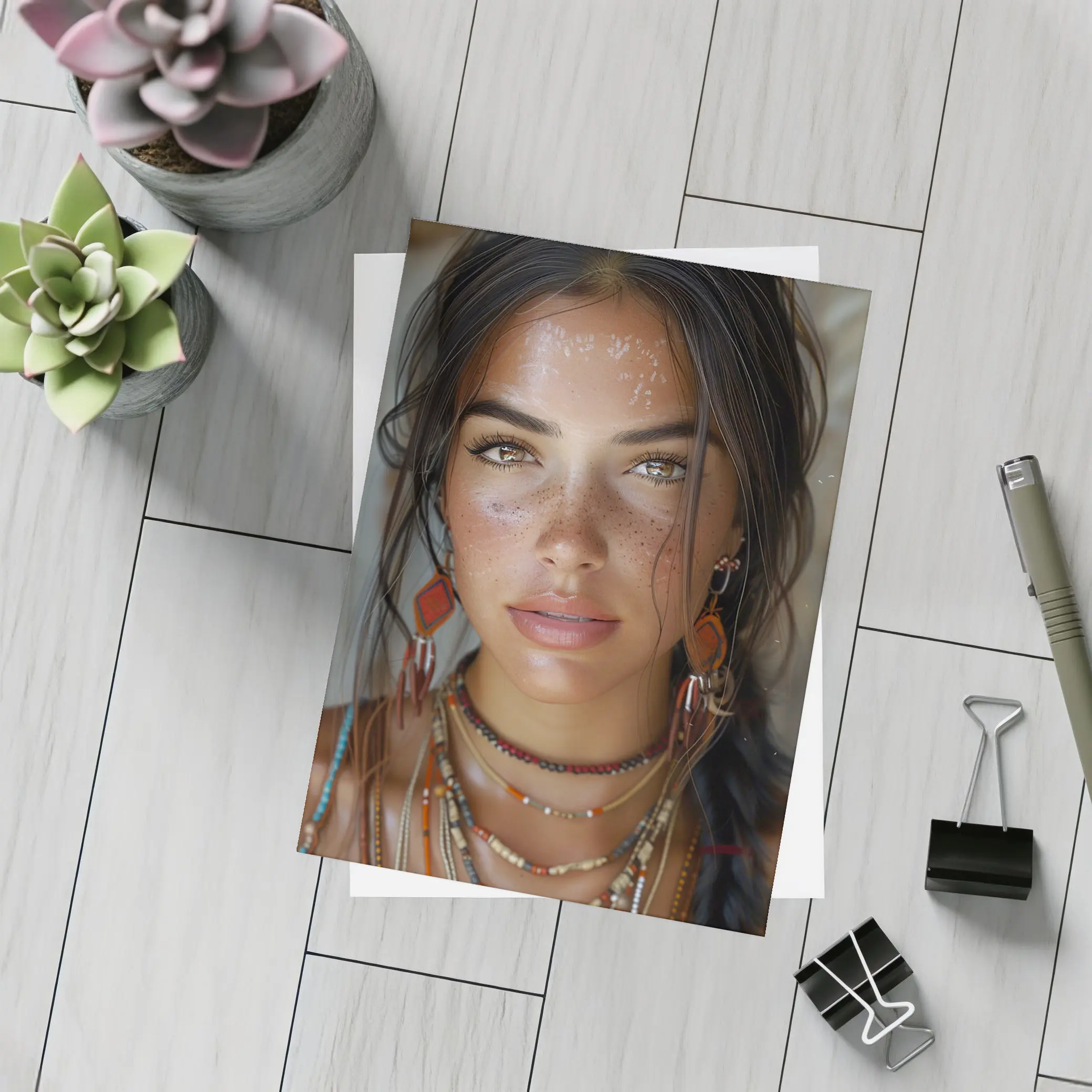 Boho Woman Portrait With Tribal Jewelry – Postcards