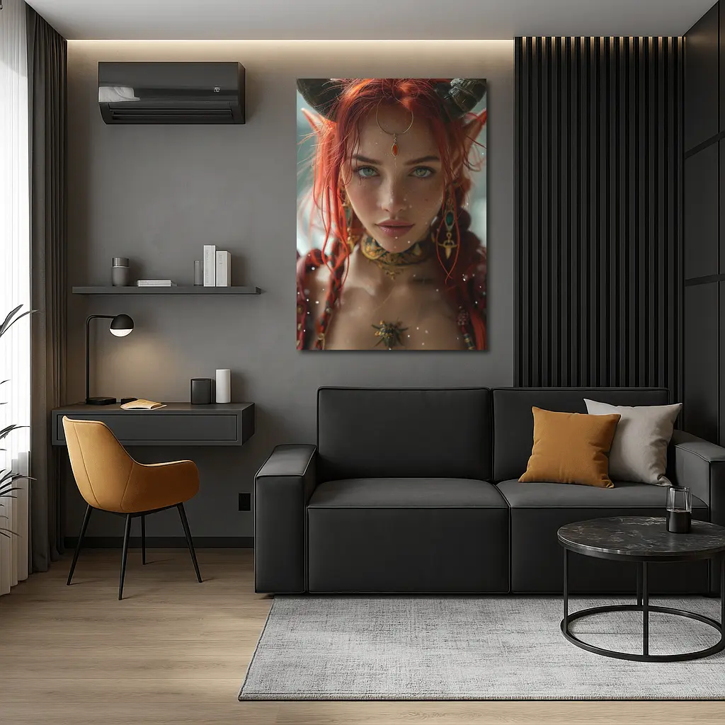 Red Haired Fantasy Elf Warrior Portrait Art – Wall Art