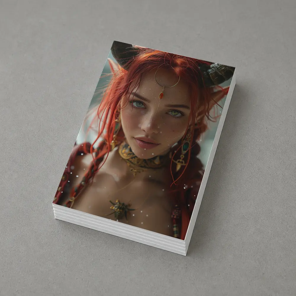 Red Haired Fantasy Elf Warrior Portrait Art – Postcards