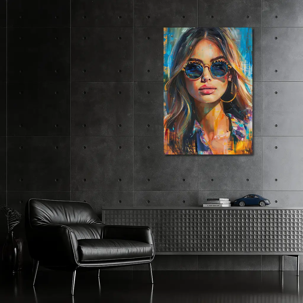 Woman With Sunglasses Colorful Oil Painting Art – Wall Art