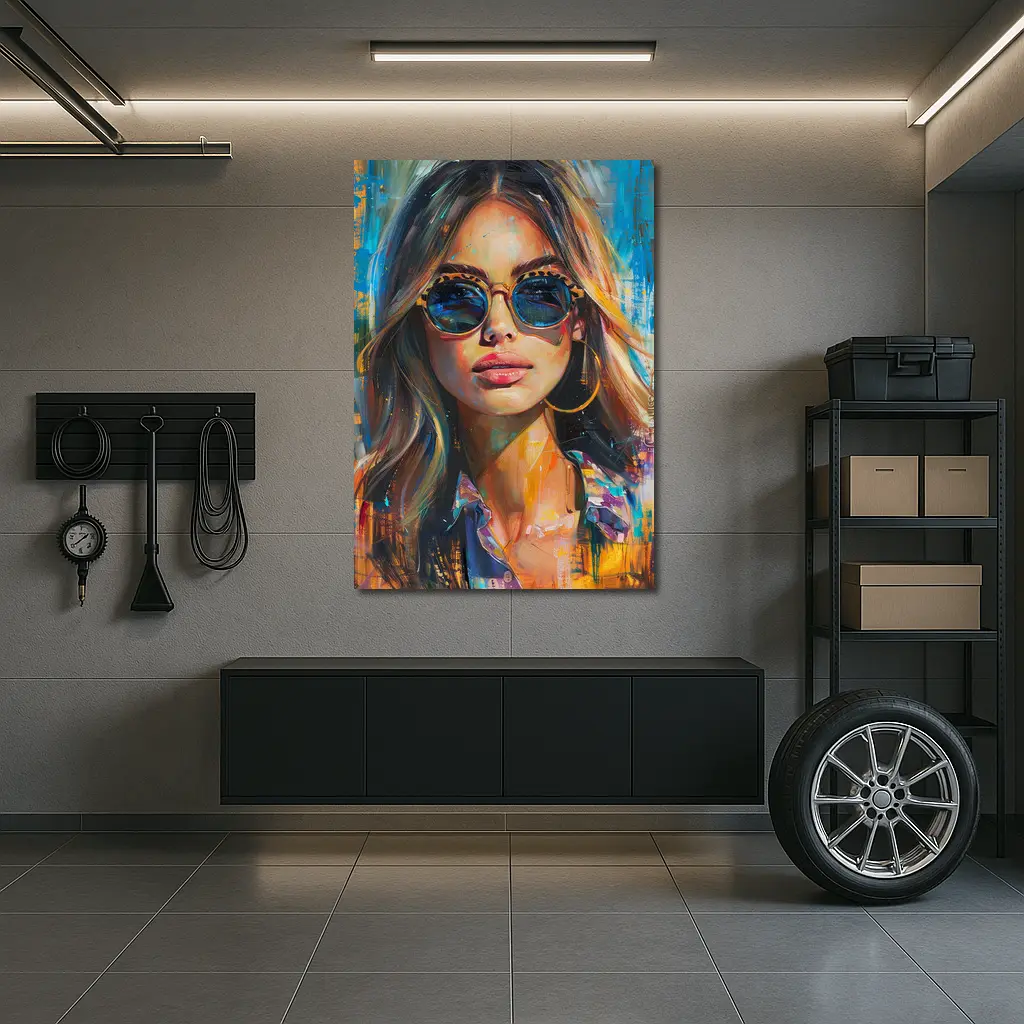 Woman With Sunglasses Colorful Oil Painting Art – Wall Art