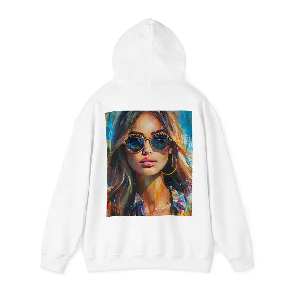 Woman With Sunglasses Colorful Oil Painting Art – Hoodies