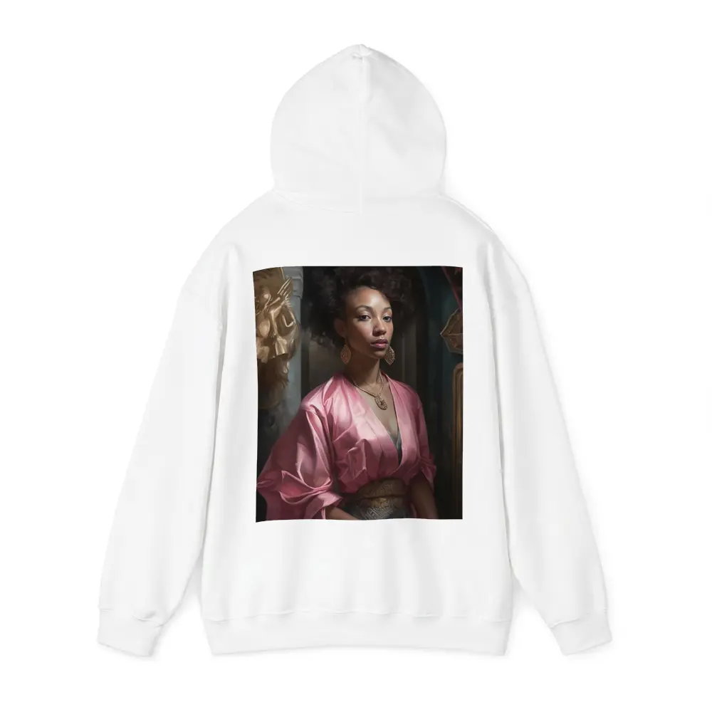 Black Woman Portrait Pink Robe Classical Art – Hoodies