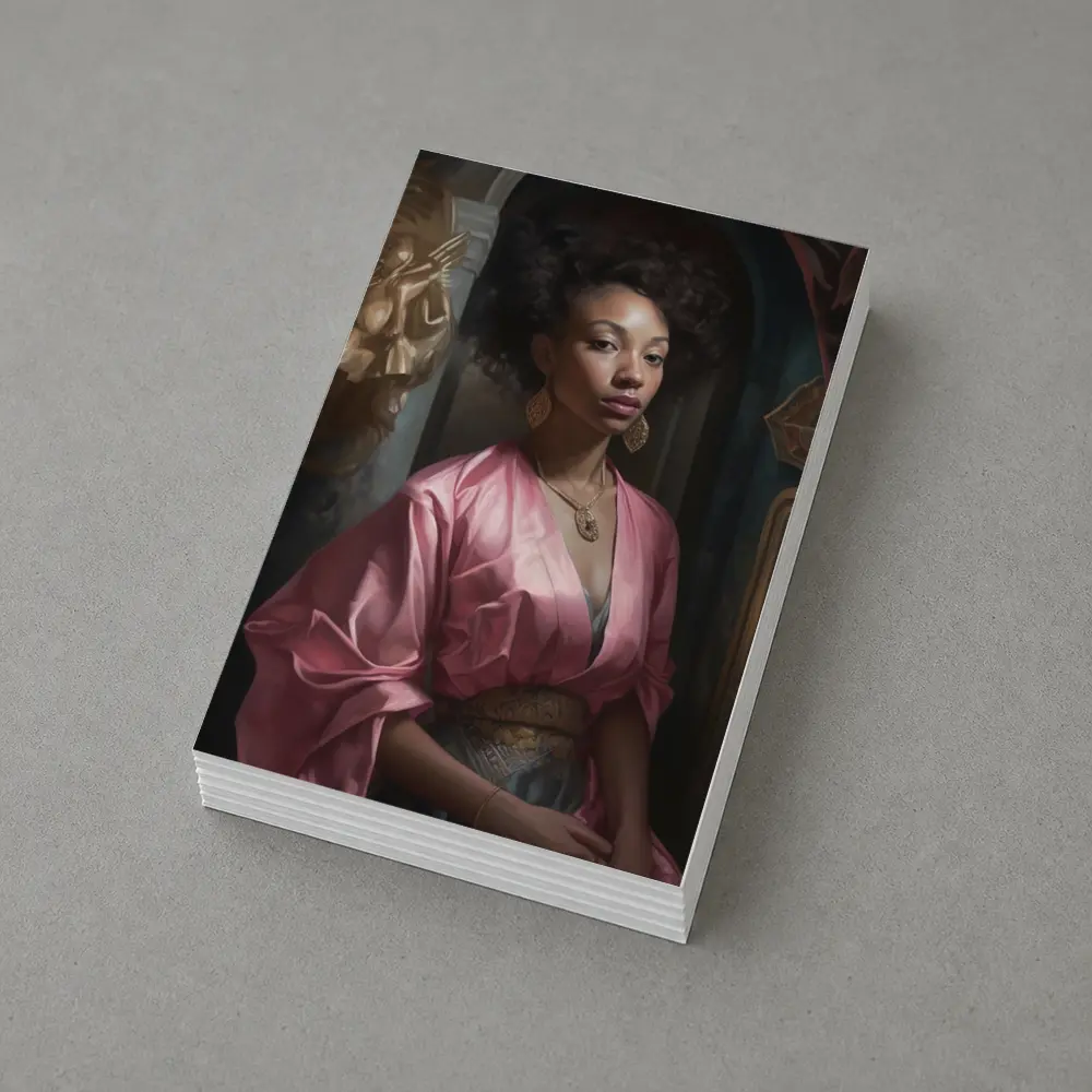 Black Woman Portrait Pink Robe Classical Art – Postcards