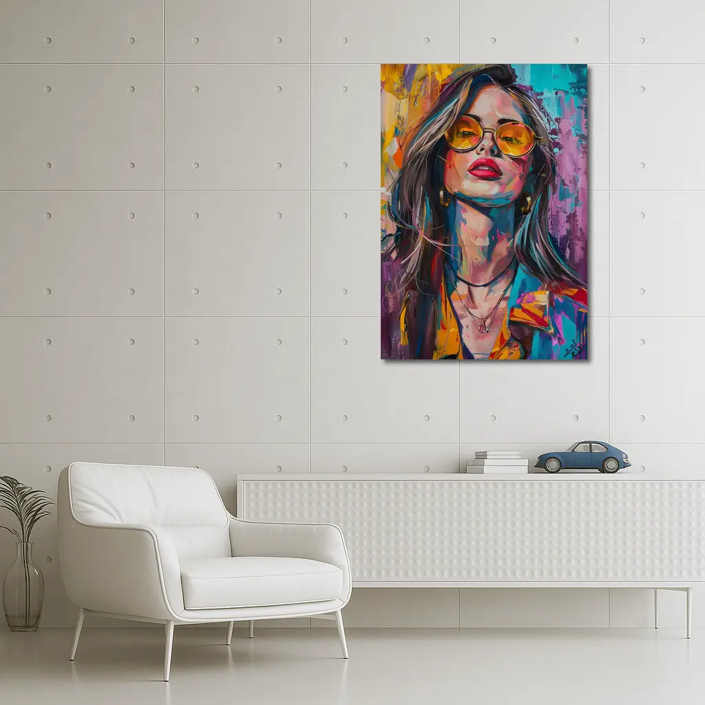 Bold Woman Portrait Colorful Abstract Painting Art – Wall Art