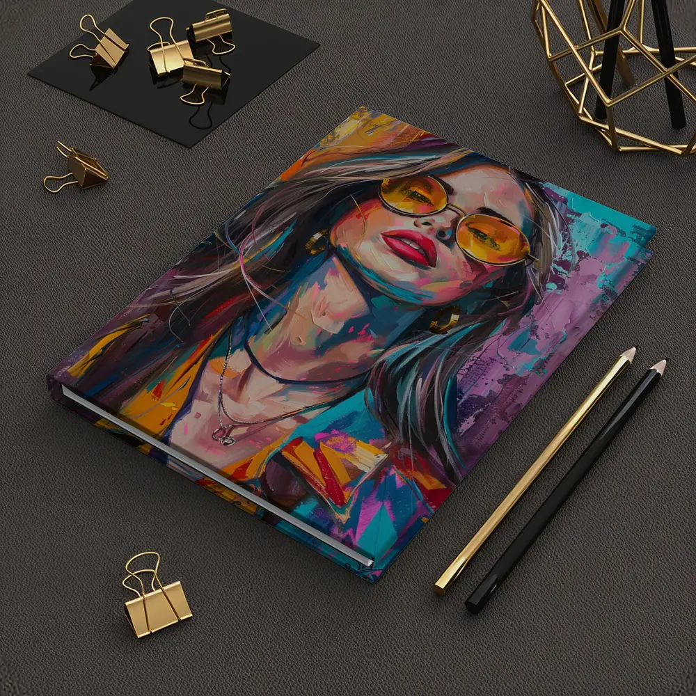 Bold Woman Portrait Colorful Abstract Painting Art – Notebooks