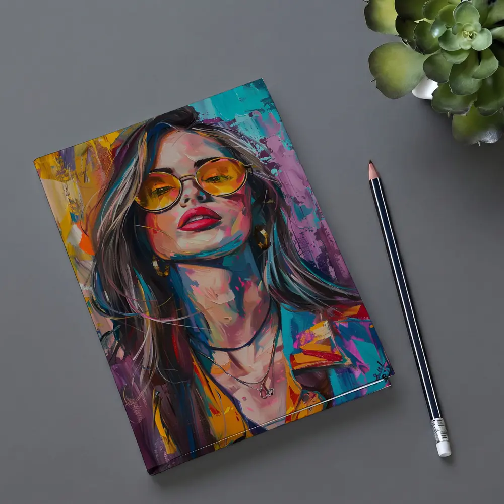 Bold Woman Portrait Colorful Abstract Painting Art – Notebooks