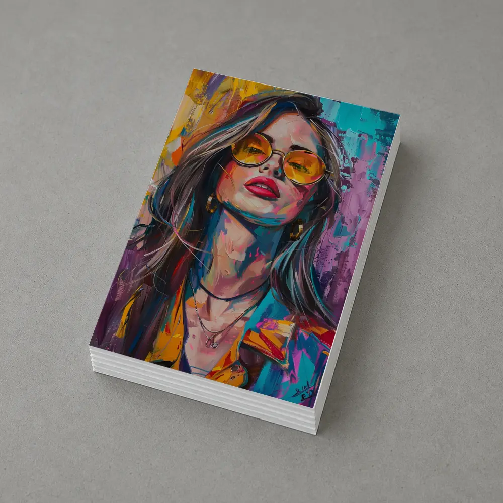 Bold Woman Portrait Colorful Abstract Painting Art – Postcards