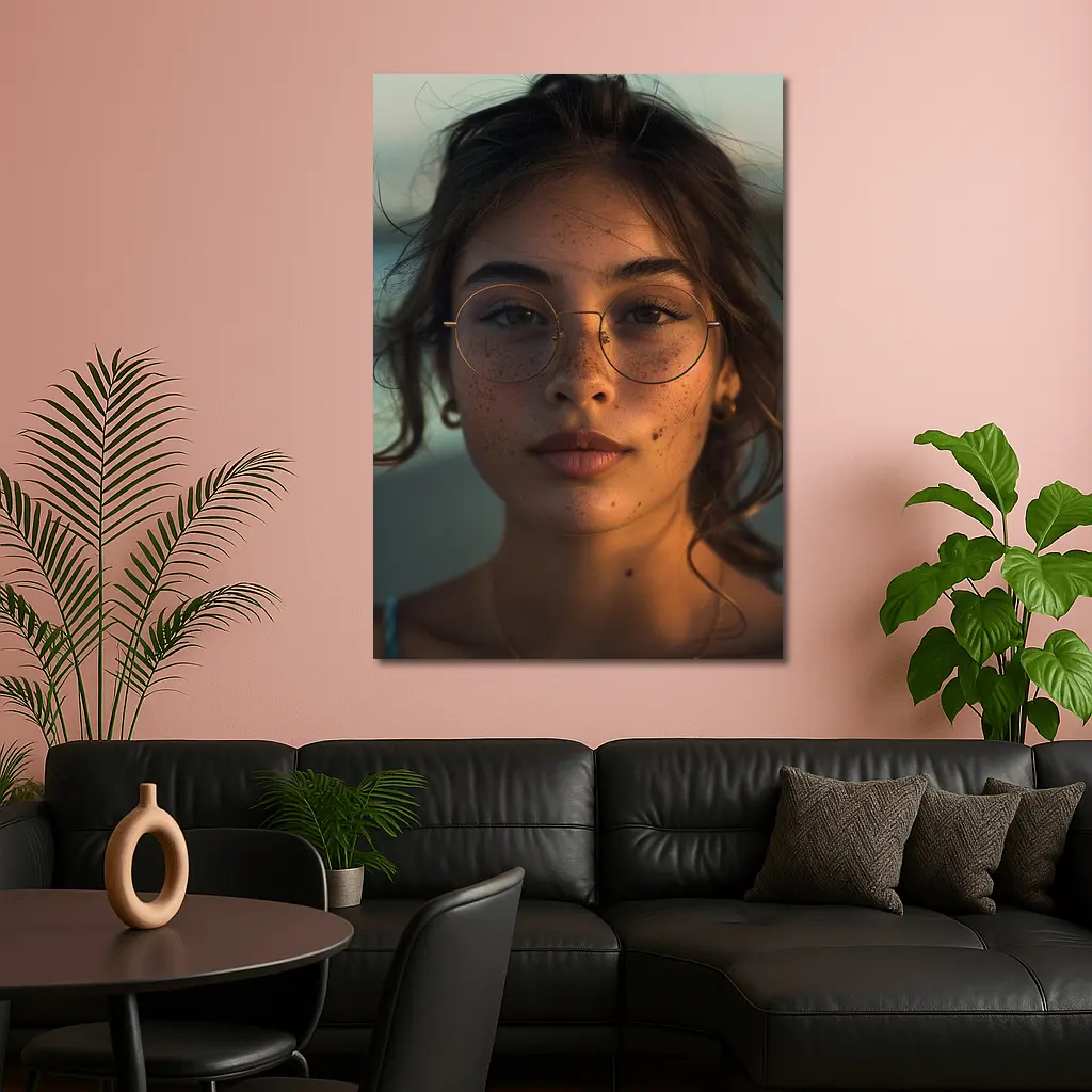 Young Woman With Glasses Sunset Portrait – Wall Art