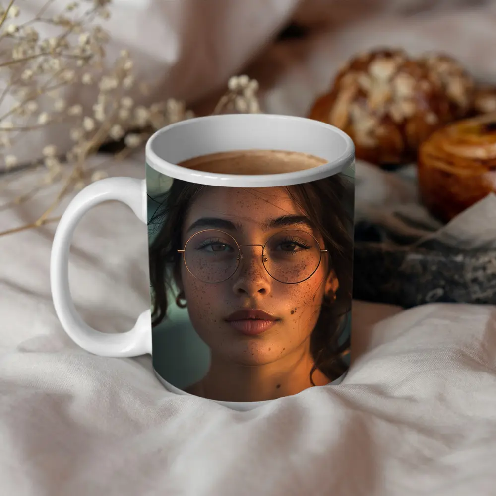 Young Woman With Glasses Sunset Portrait – Mugs