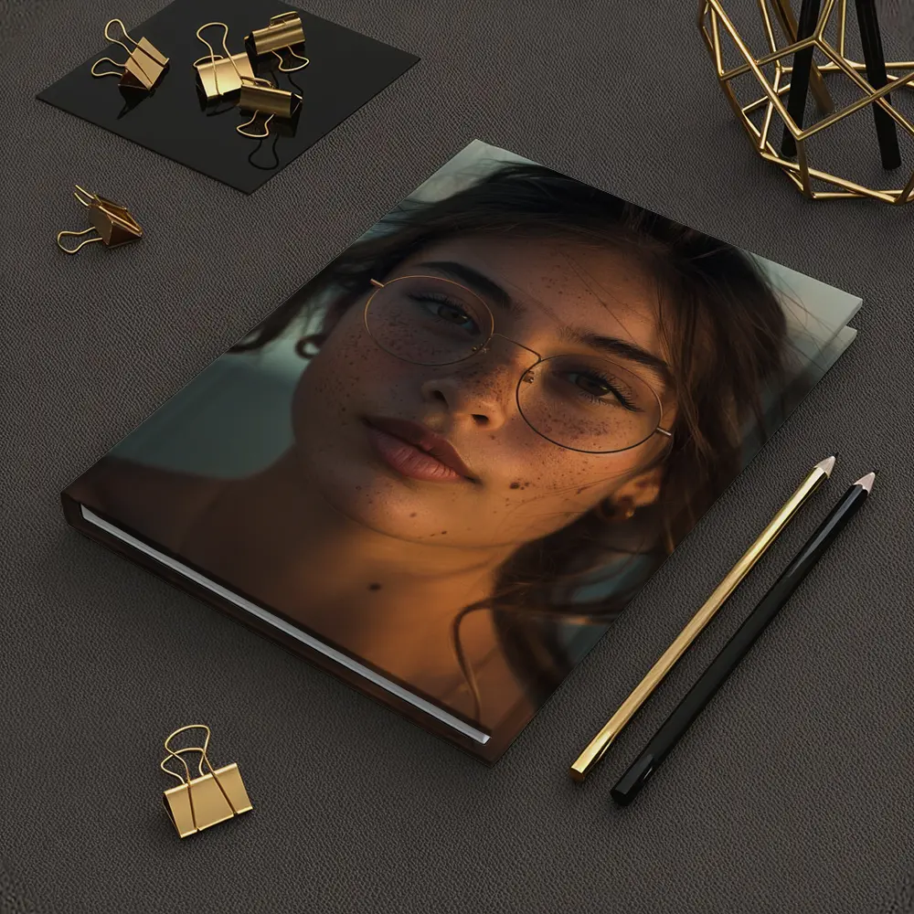 Young Woman With Glasses Sunset Portrait – Notebooks
