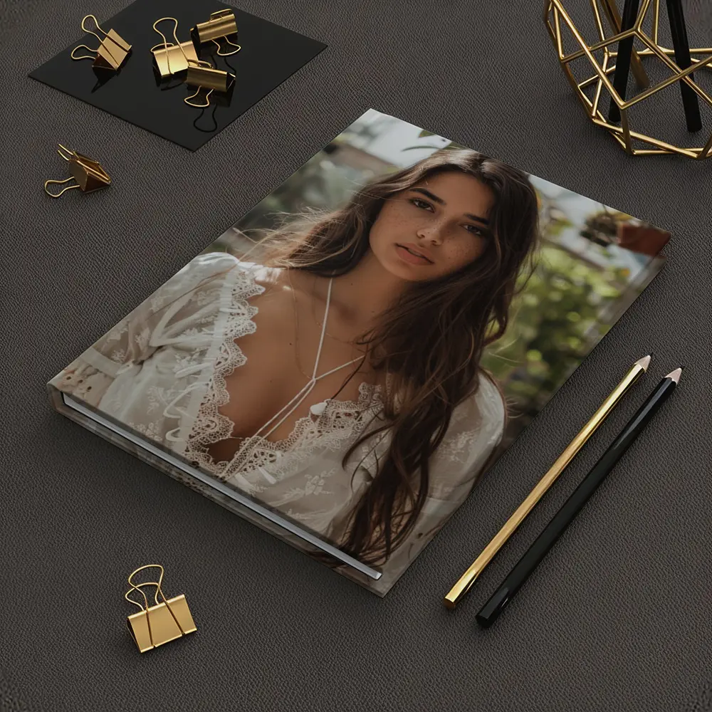 Young Woman White Lace Top Greenhouse Setting – Notebooks
