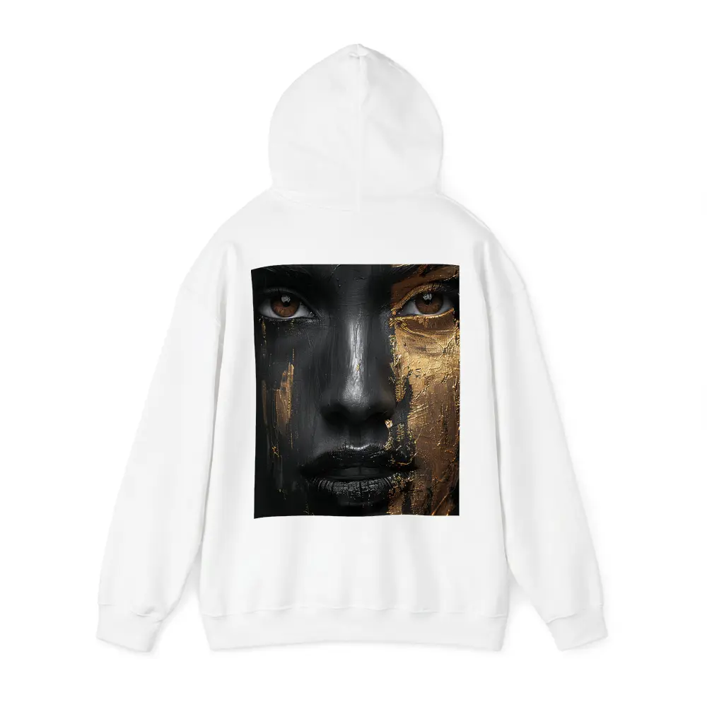 Black Gold Face Paint Woman Portrait Art – Hoodies