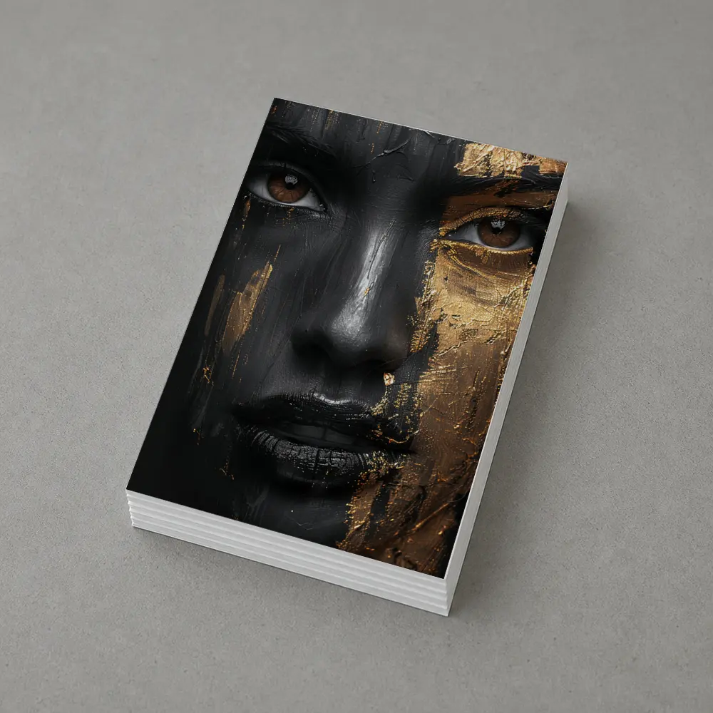 Black Gold Face Paint Woman Portrait Art – Postcards