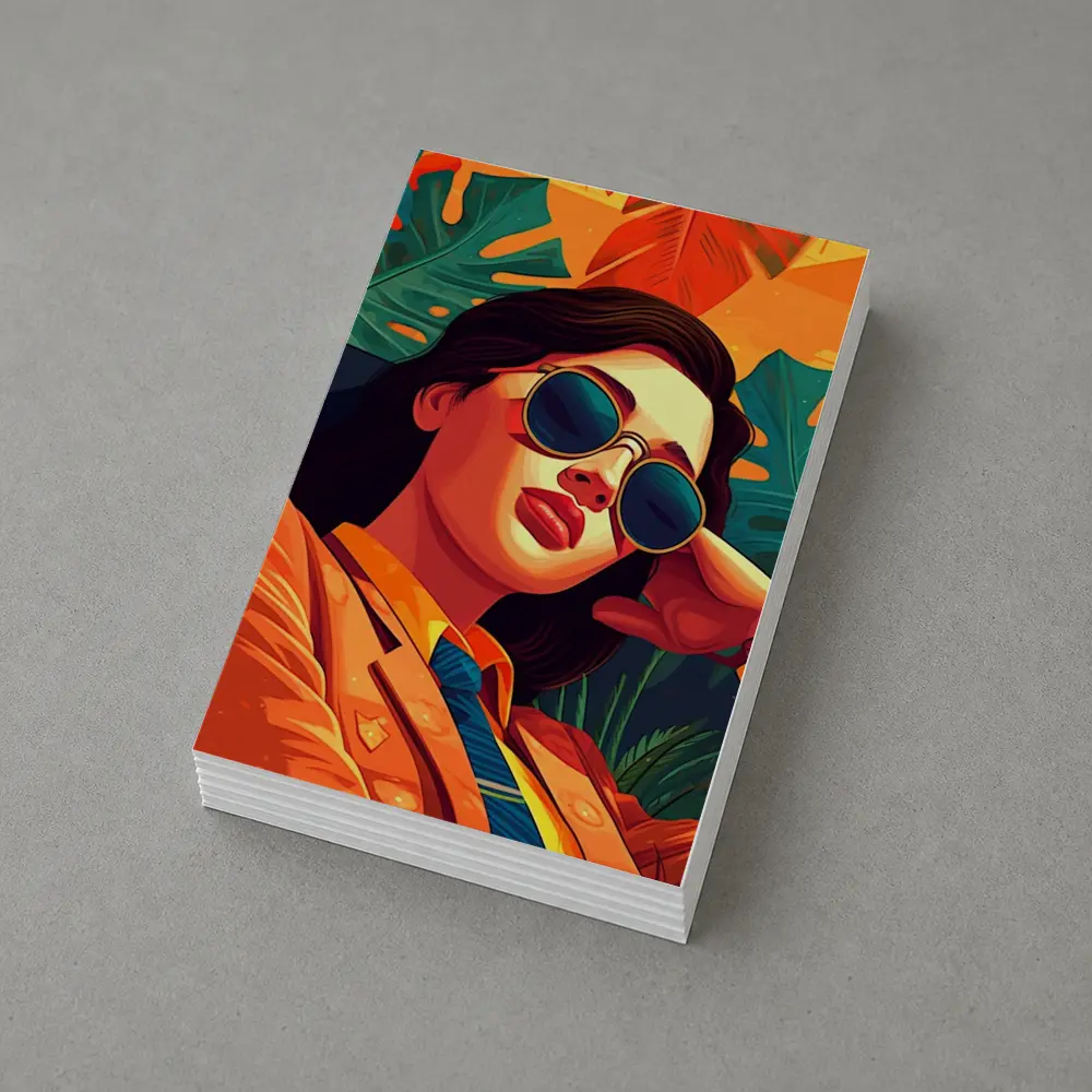 Stylish Woman Sunglasses Tropical Leaves Pop Art – Postcards