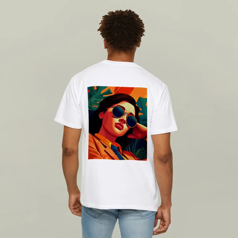 Stylish Woman Sunglasses Tropical Leaves Pop Art – T-Shirts
