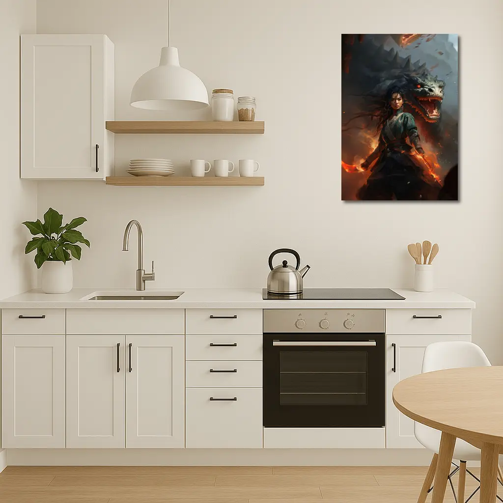Dragon Warrior Woman Fantasy Dark Art – Wall Art