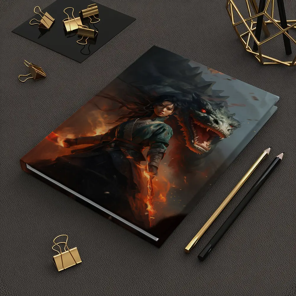 Dragon Warrior Woman Fantasy Dark Art – Notebooks