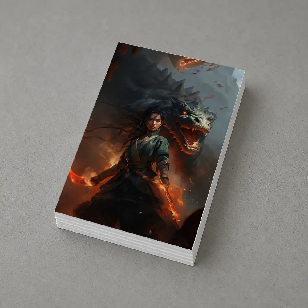 Dragon Warrior Woman Fantasy Dark Art – Postcards