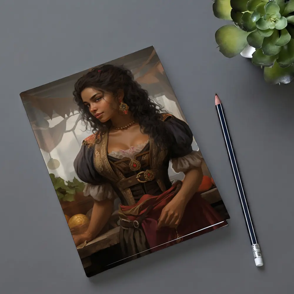 Fantasy Woman Merchant Market Digital Art – Notebooks