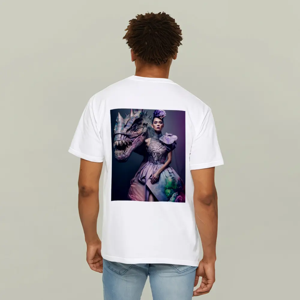 Woman in Purple Gown with Dinosaur – T-Shirts
