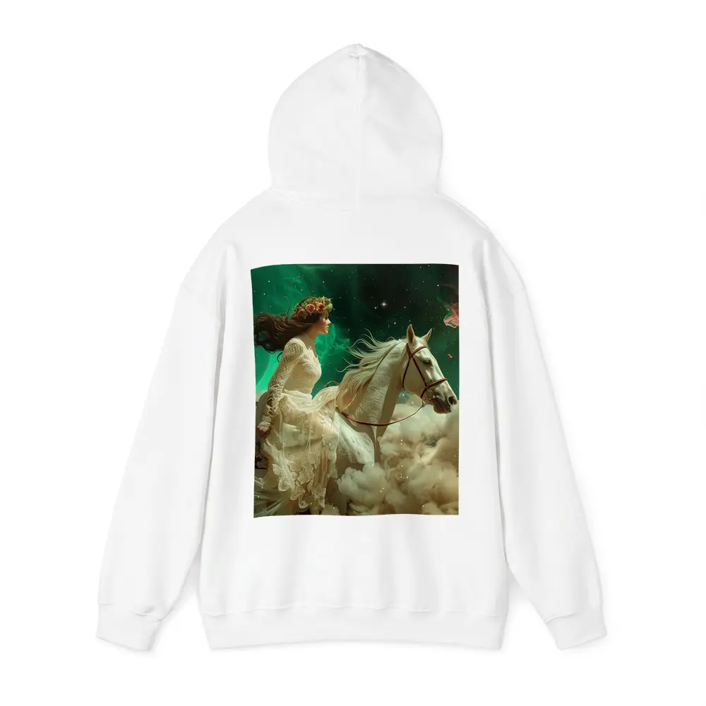 Woman Riding White Horse Starry Sky – Hoodies