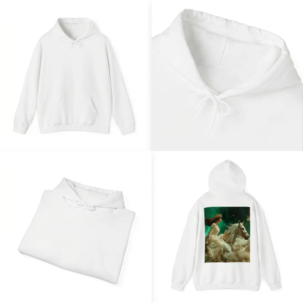 Woman Riding White Horse Starry Sky – Hoodies