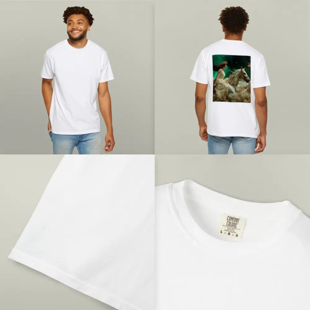 Woman Riding White Horse Starry Sky – T-Shirts