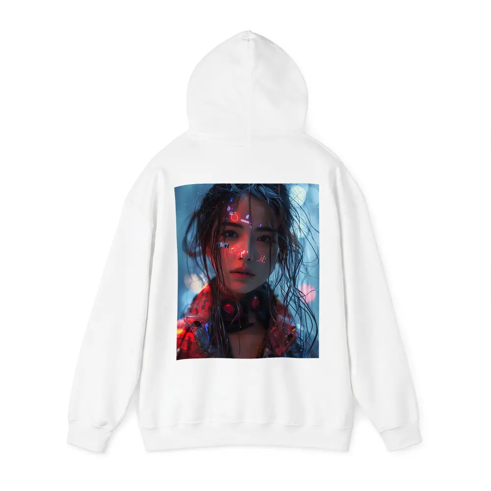 Cyberpunk Girl Neon Lights Rainy Night – Hoodies