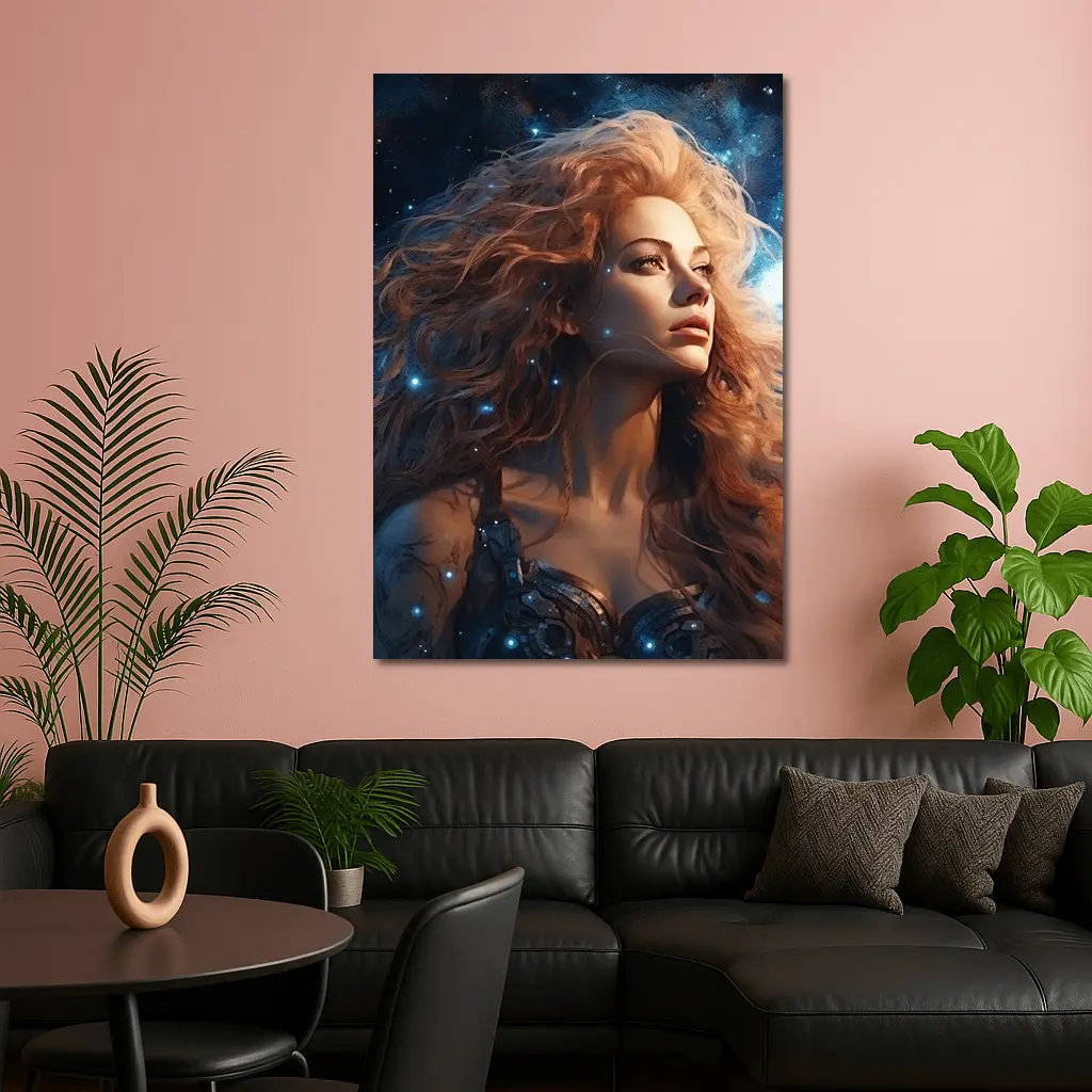 Fantasy Woman Portrait Cosmic Starry Night – Wall Art