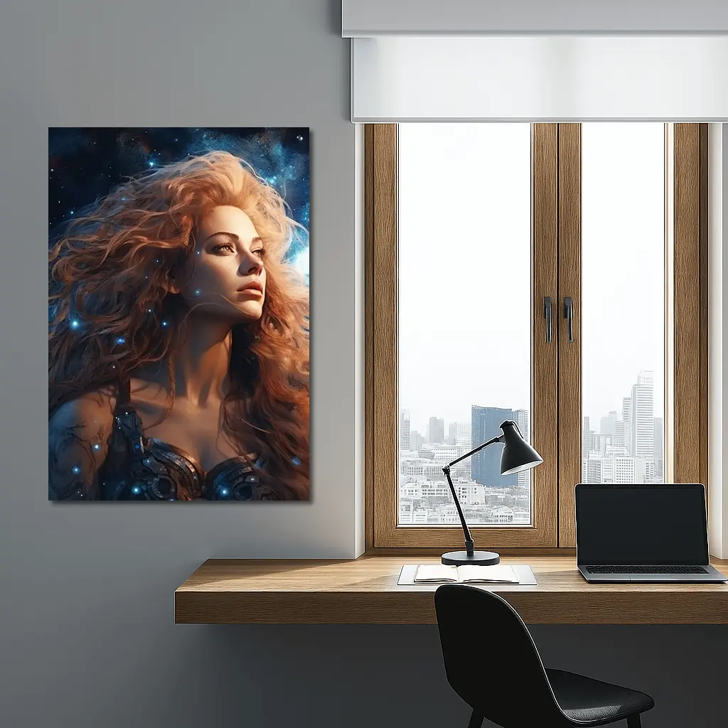 Fantasy Woman Portrait Cosmic Starry Night – Wall Art