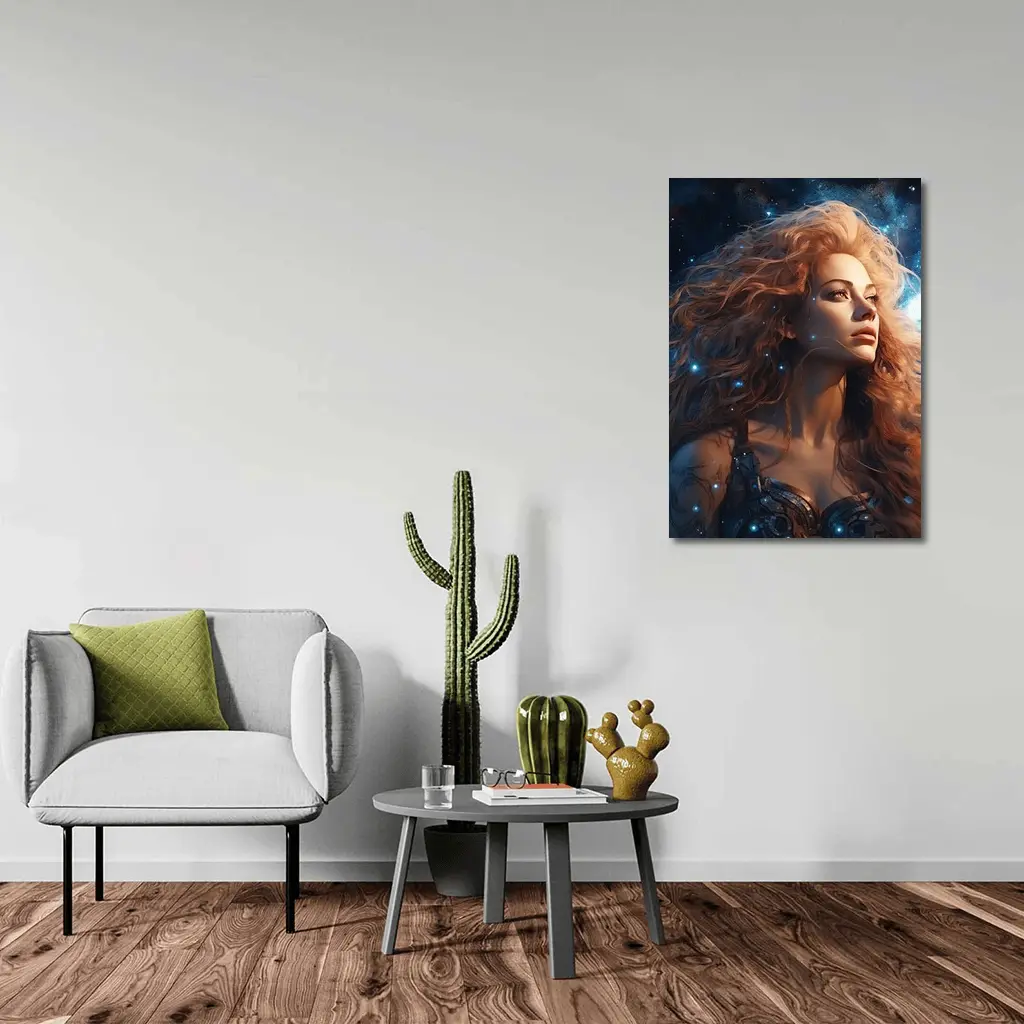 Fantasy Woman Portrait Cosmic Starry Night – Wall Art