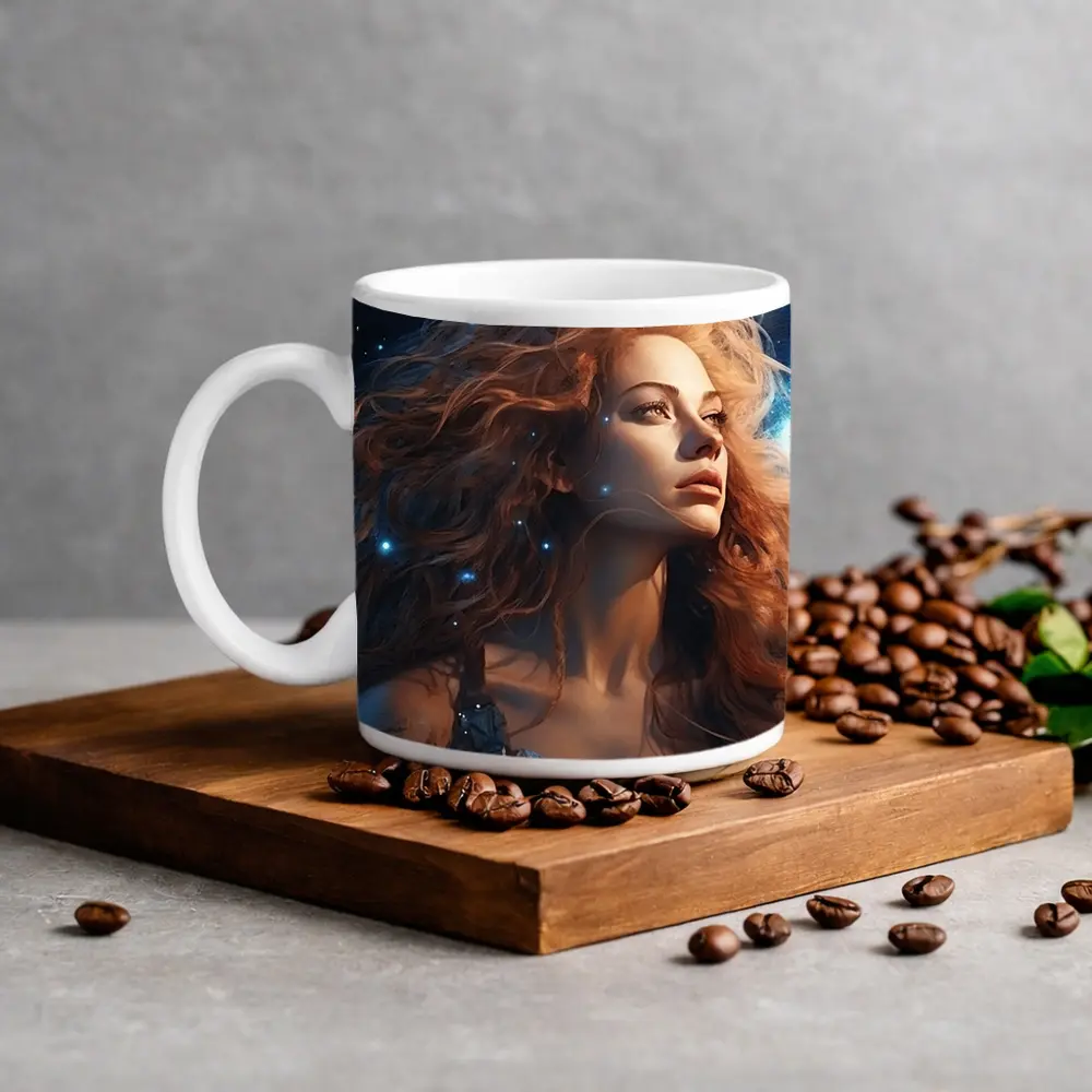 Fantasy Woman Portrait Cosmic Starry Night – Mugs