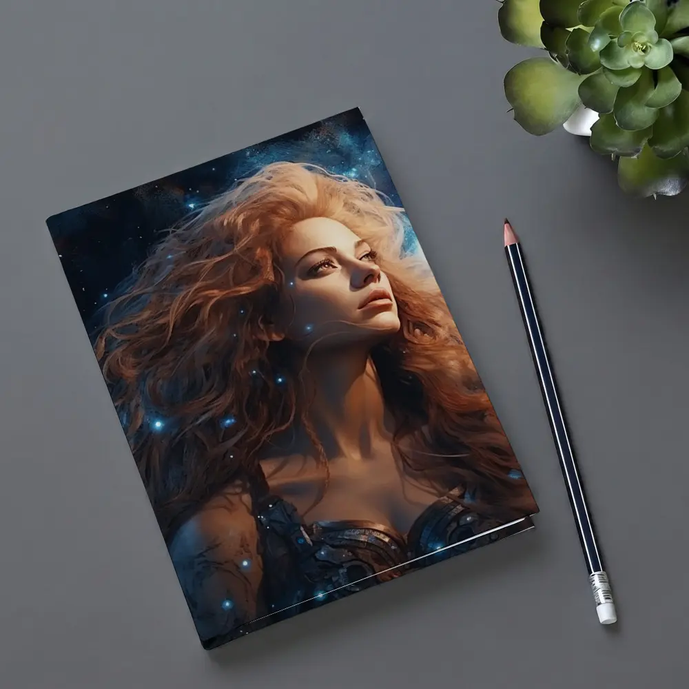 Fantasy Woman Portrait Cosmic Starry Night – Notebooks
