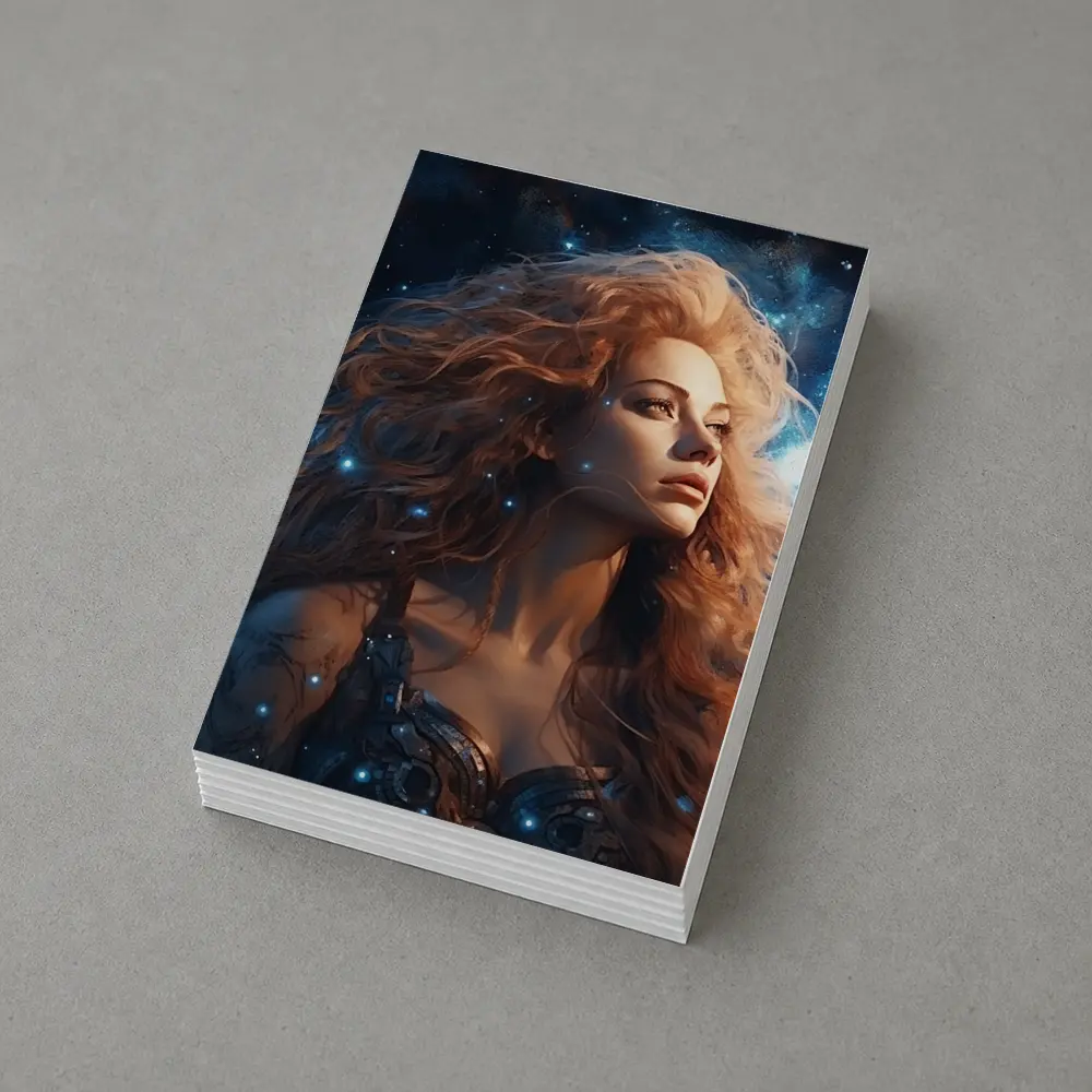 Fantasy Woman Portrait Cosmic Starry Night – Postcards