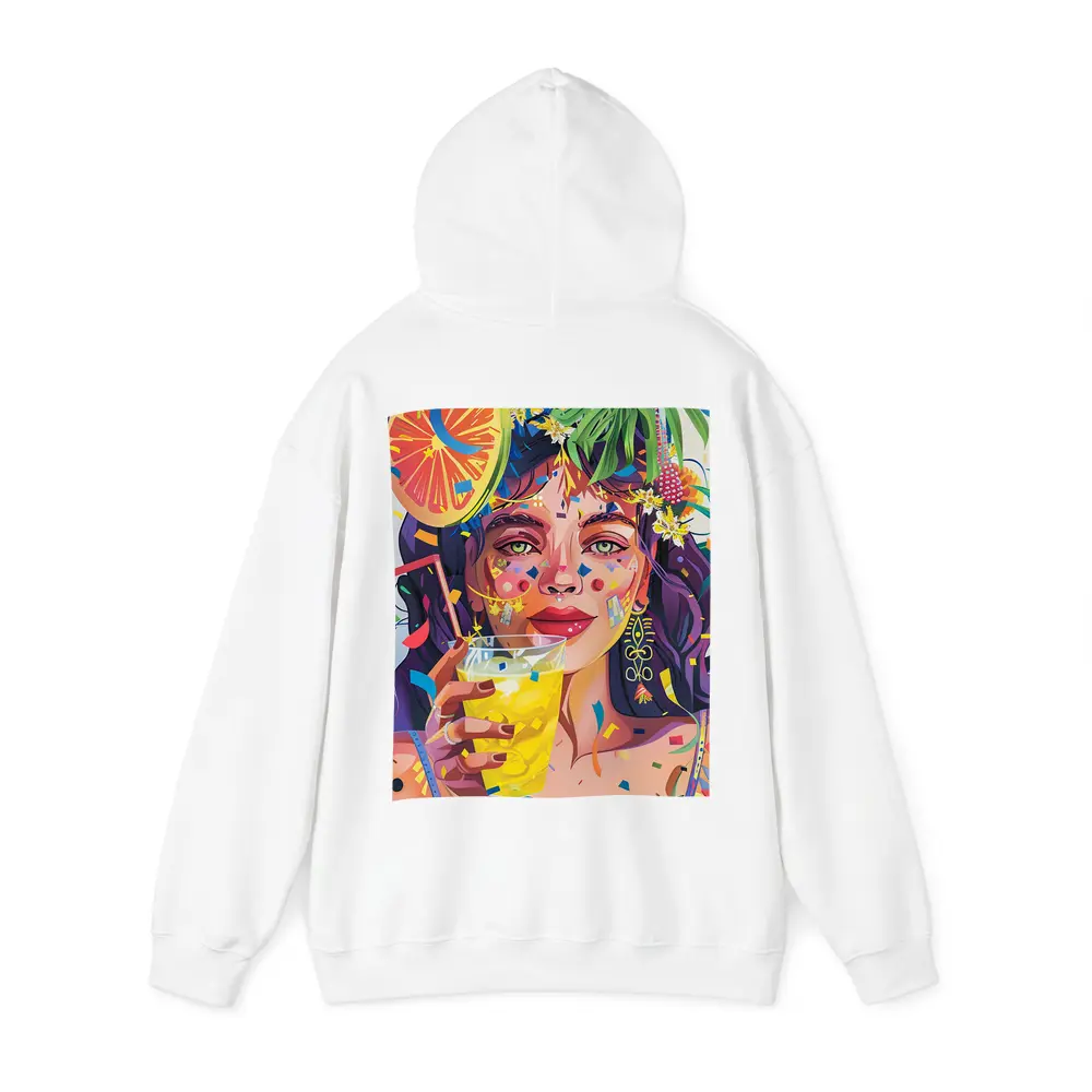 Colorful Woman Drinking Tropical Party Art – Hoodies