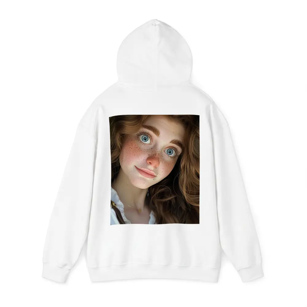 Young Woman Blue Eyes Freckles Portrait – Hoodies
