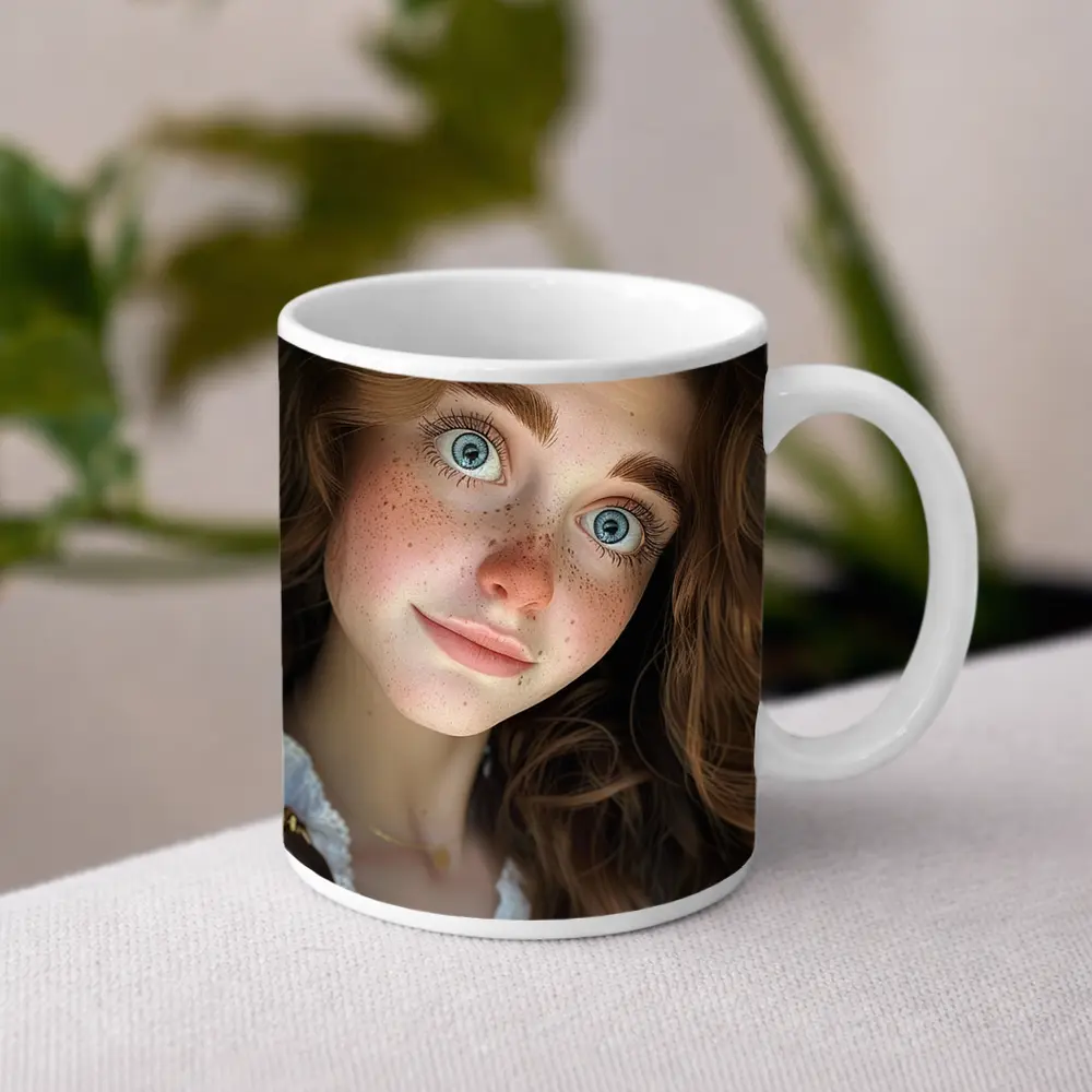Young Woman Blue Eyes Freckles Portrait – Mugs