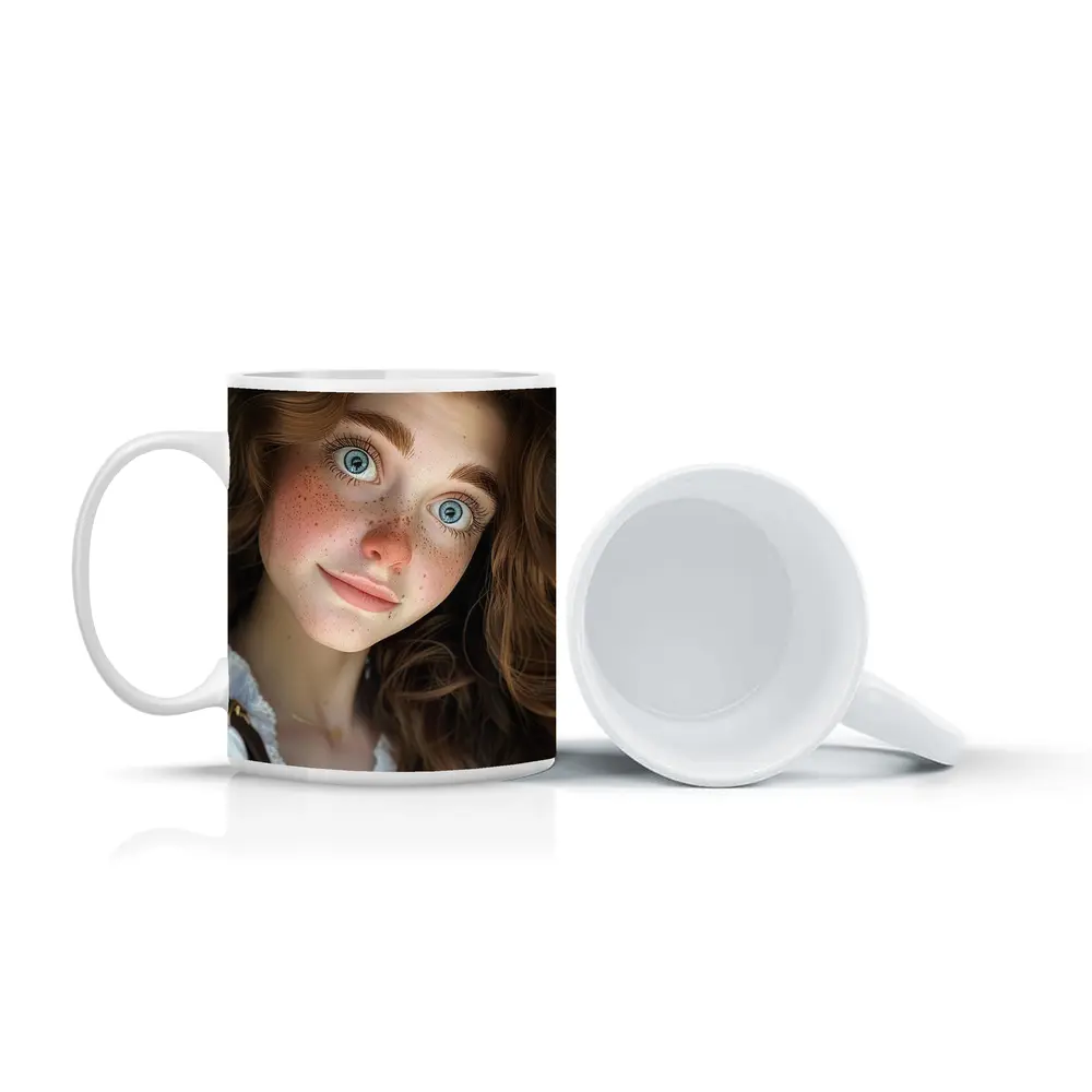 Young Woman Blue Eyes Freckles Portrait – Mugs