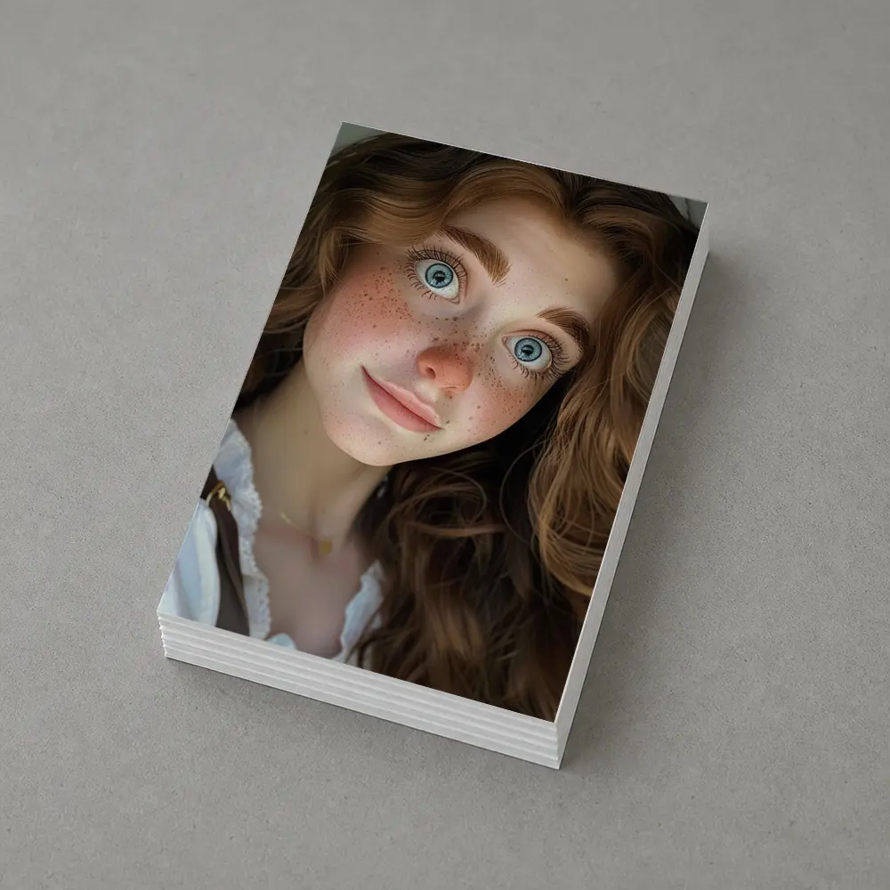 Young Woman Blue Eyes Freckles Portrait – Postcards