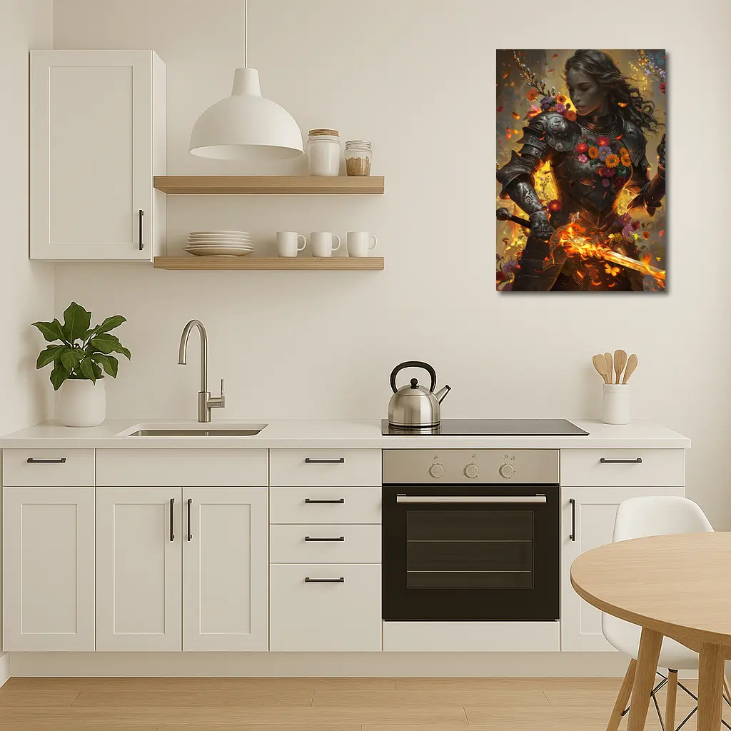 Female Warrior Floral Armor Fantasy Art – Wall Art
