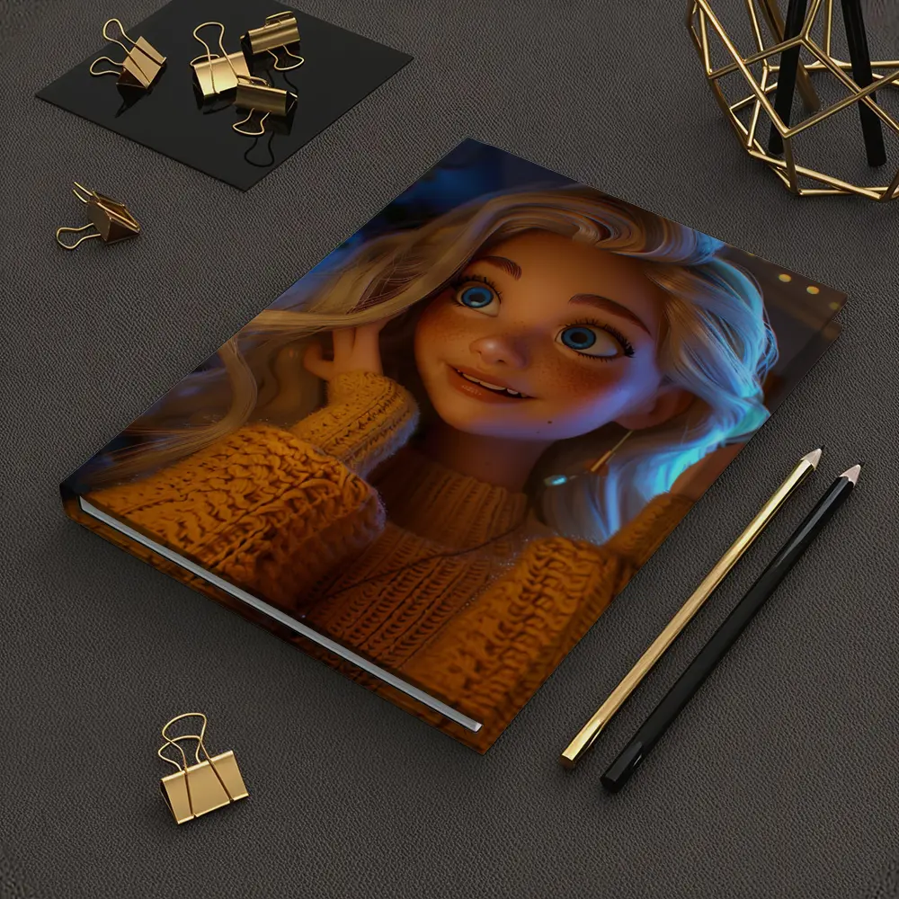 Cartoon Girl Blue Eyes Cozy Sweater Interior – Notebooks