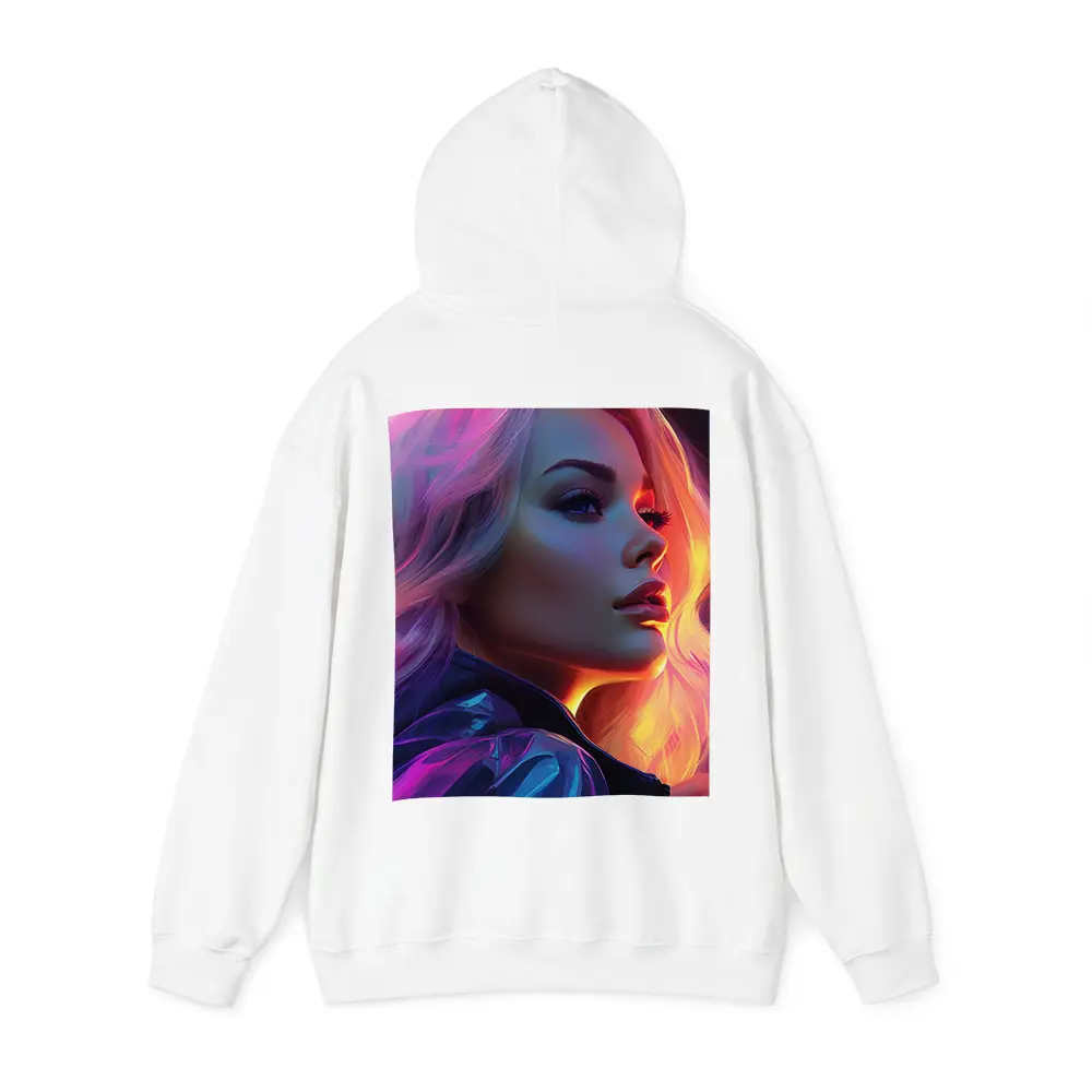 Blonde Woman Neon Lights Digital Art Portrait – Hoodies
