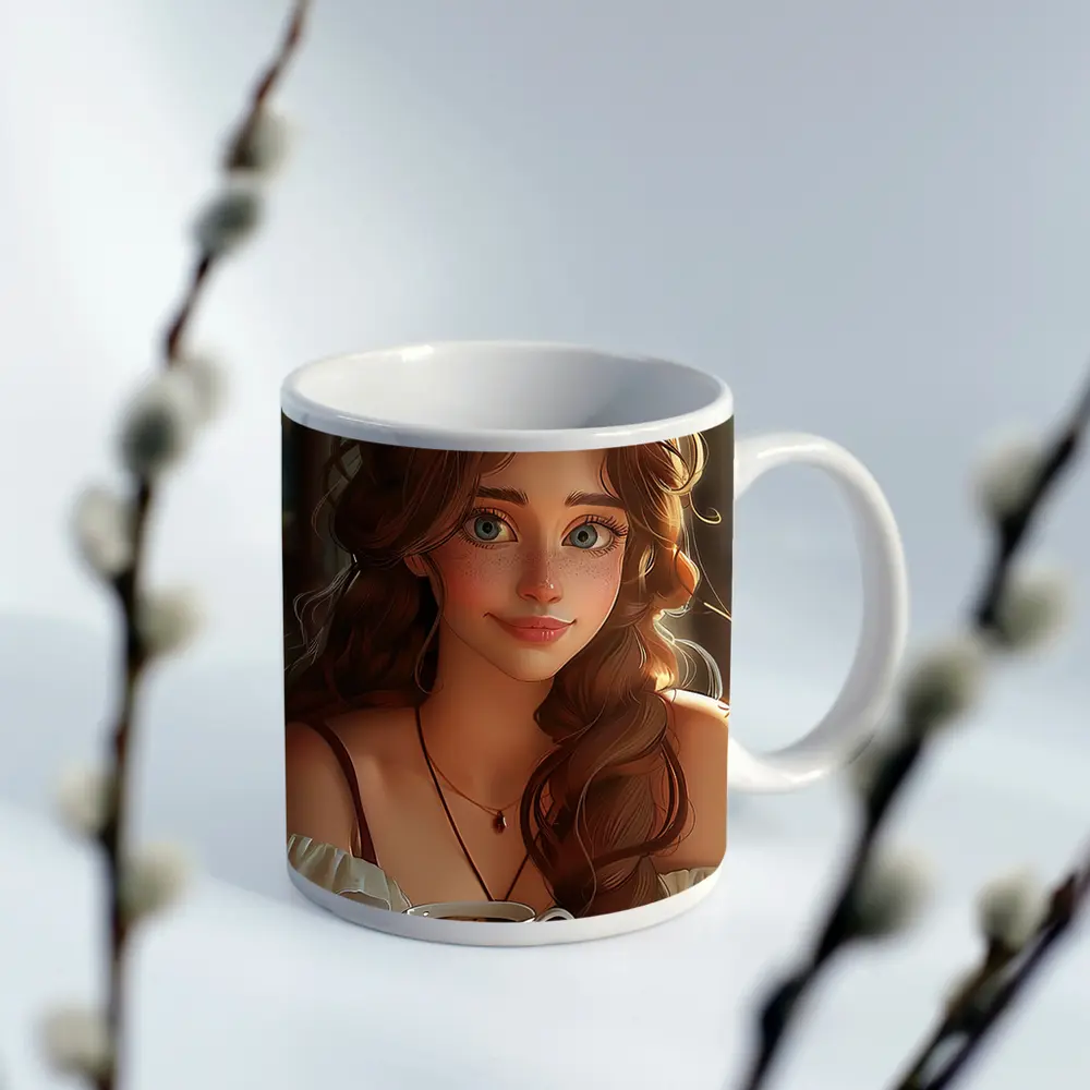 Anime Girl With Coffee Cozy Interior – Mugs