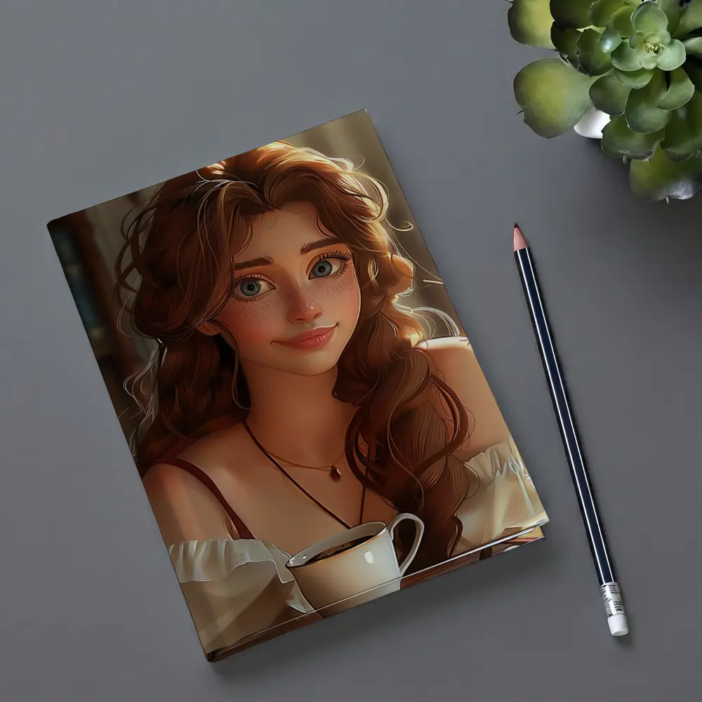 Anime Girl With Coffee Cozy Interior – Notebooks