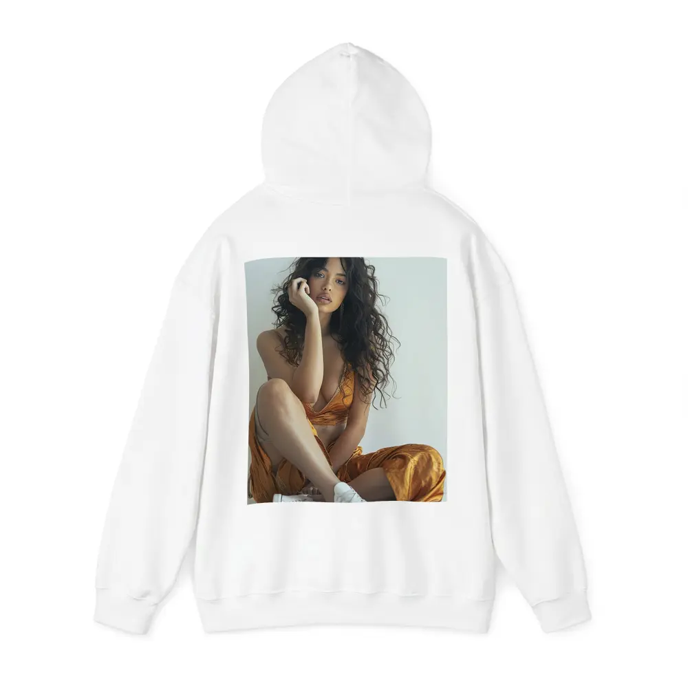 Young Woman Orange Dress White Sneakers – Hoodies