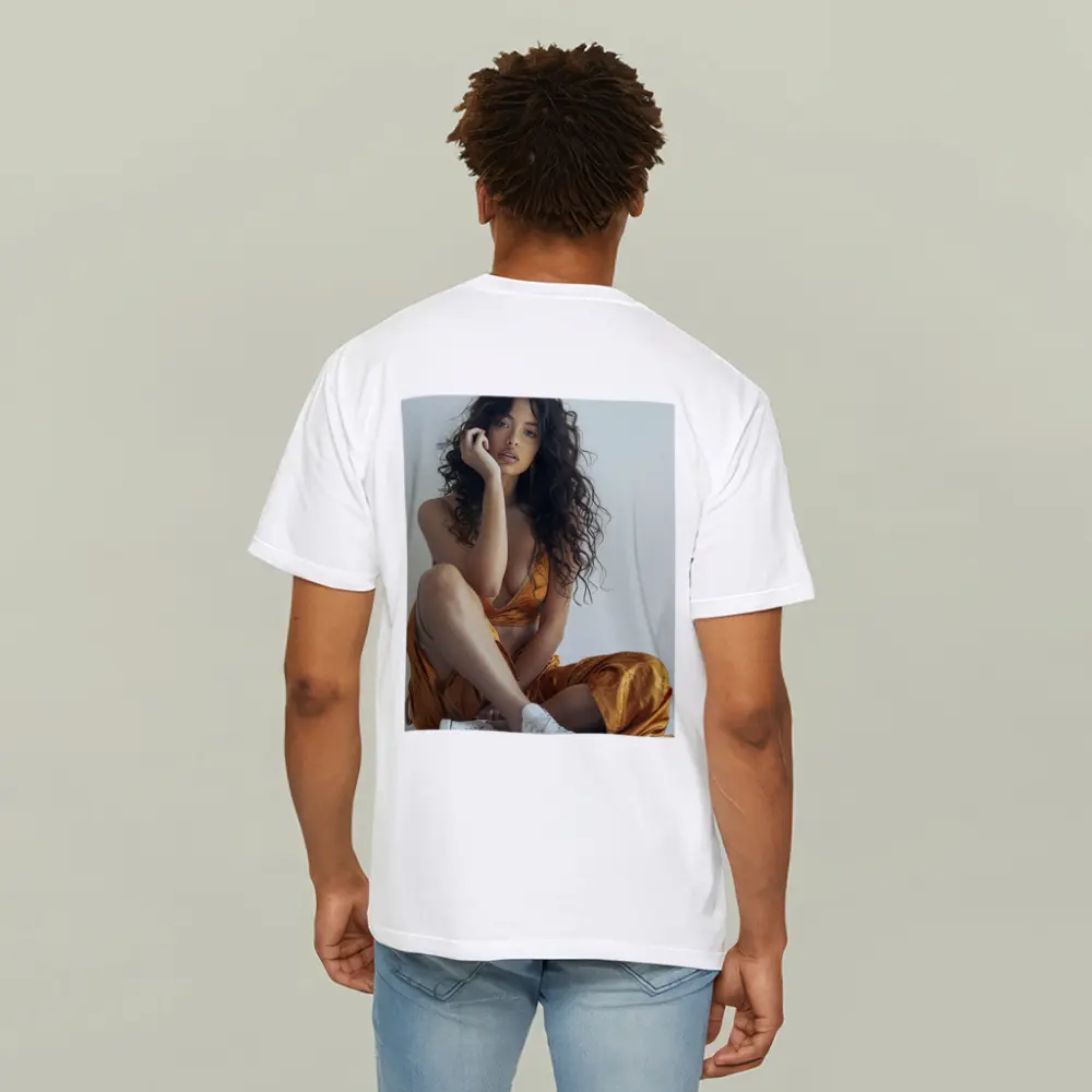 Young Woman Orange Dress White Sneakers – T-Shirts